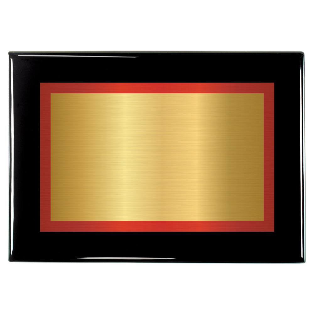 Black Piano Two-Toned Full Plate Plaque with Red Background