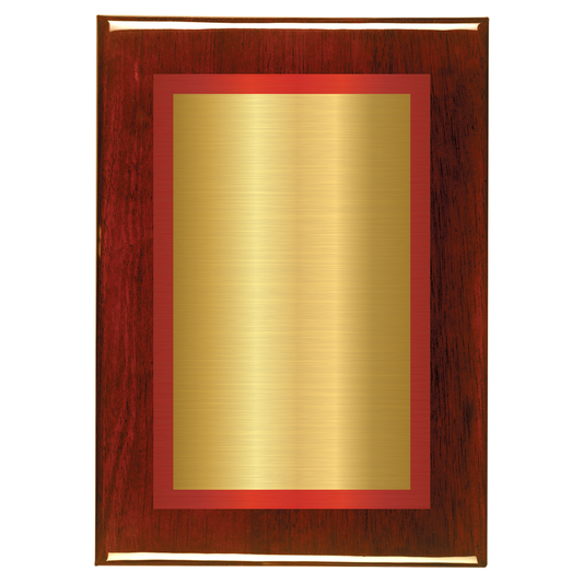 Rosewood Two-Toned Full Plate Plaque with Red Background