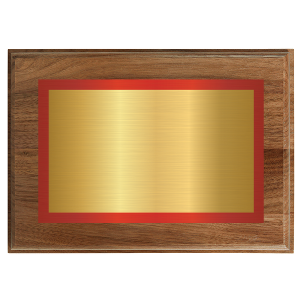 Genuine Walnut Two-Toned Full Plate Plaque with Red Background