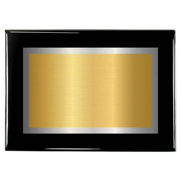 Black Piano Two-Toned Full Plate Plaque with Silver Background