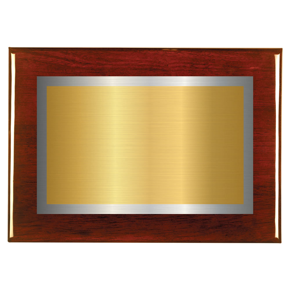 Rosewood Two-Toned Full Plate Plaque with Silver Background