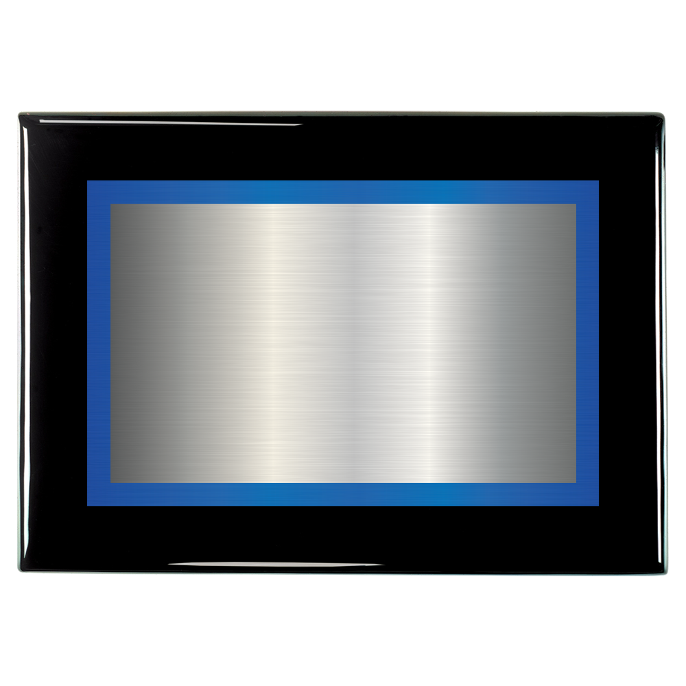 Black Piano Two-Toned Full Plate Plaque with Blue Background