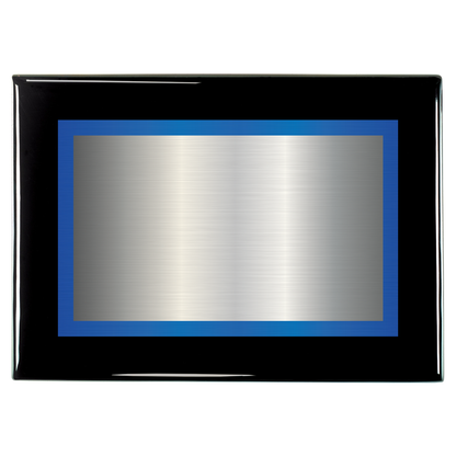 Black Piano Two-Toned Full Plate Plaque with Blue Background