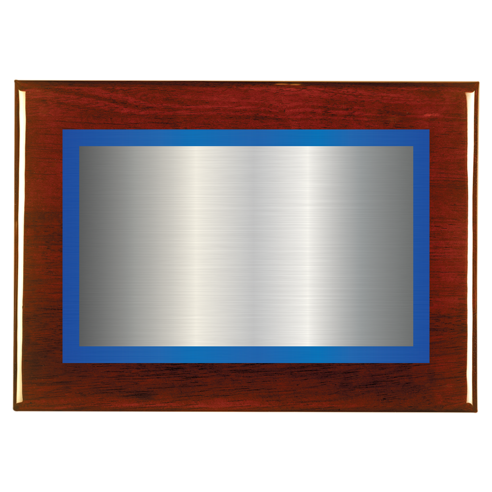 Rosewood Two-Toned Full Plate Plaque with Blue Background