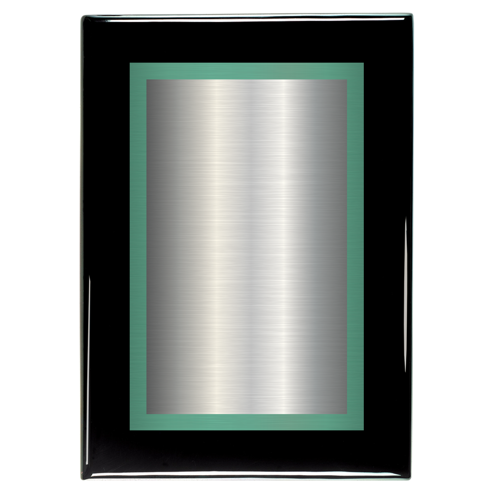 Black Piano Two-Toned Full Plate Plaque with Green Background