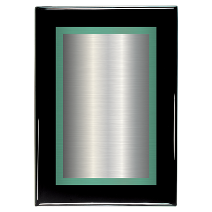 Black Piano Two-Toned Full Plate Plaque with Green Background