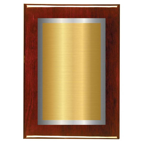 Rosewood Two-Toned Full Plate Plaque with Silver Background