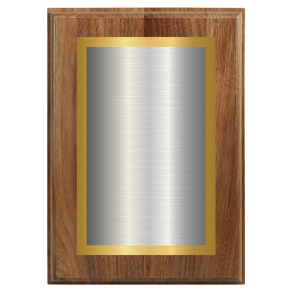 Genuine Walnut Two-Toned Full Plate Plaque with Gold Background