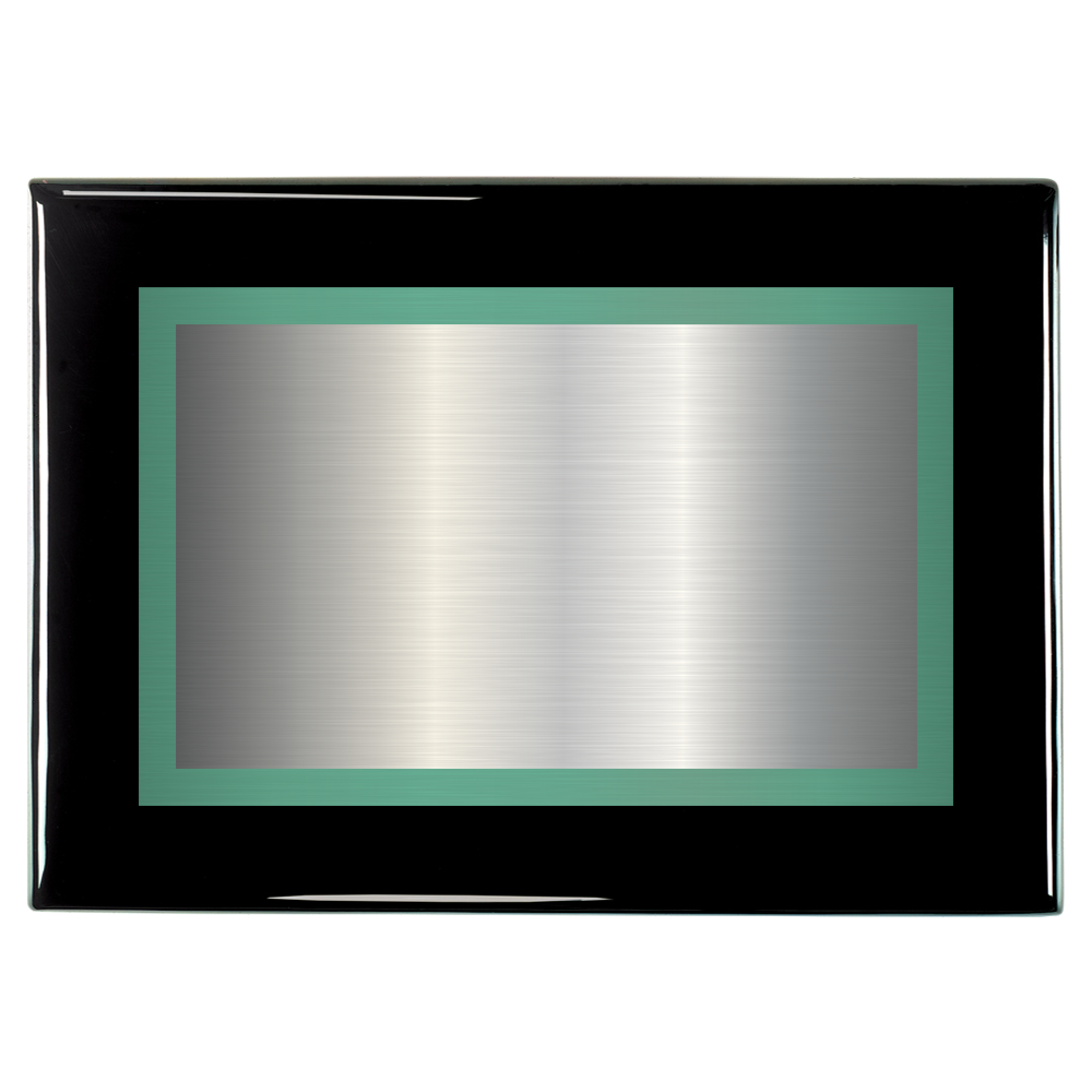 Black Piano Two-Toned Full Plate Plaque with Green Background