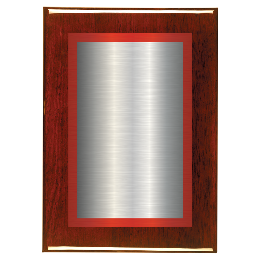 Rosewood Two-Toned Full Plate Plaque with Red Background