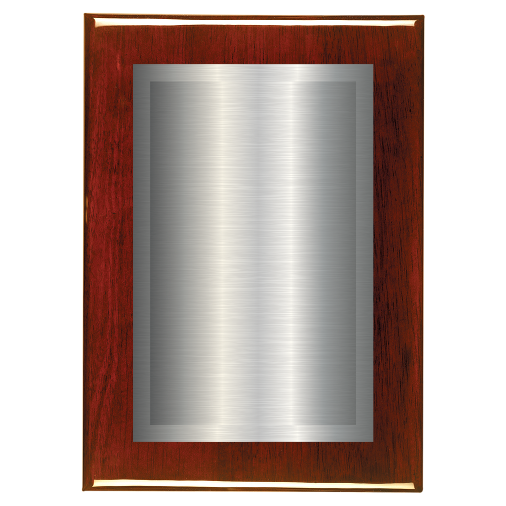 Rosewood Two-Toned Full Plate Plaque with Silver Background