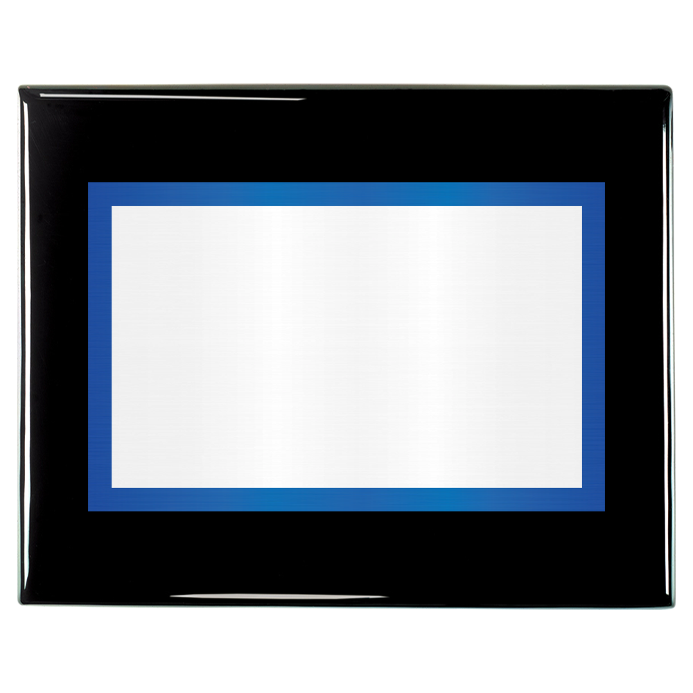 Black Piano Two-Toned Full Plate Plaque with Blue Background