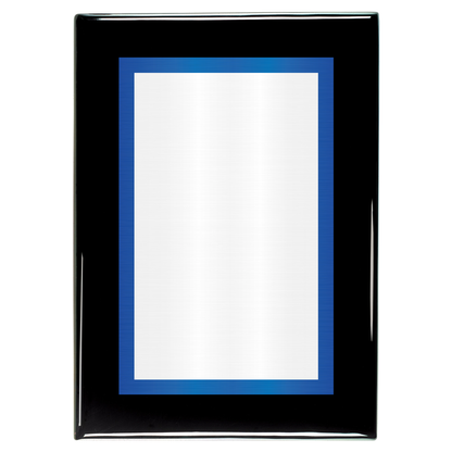 Black Piano Two-Toned Full Plate Plaque with Blue Background