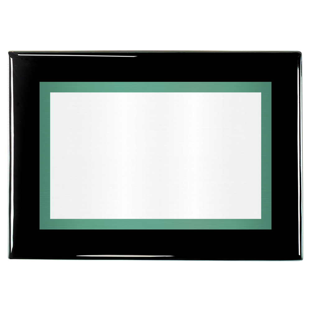 Black Piano Two-Toned Full Plate Plaque with Green Background