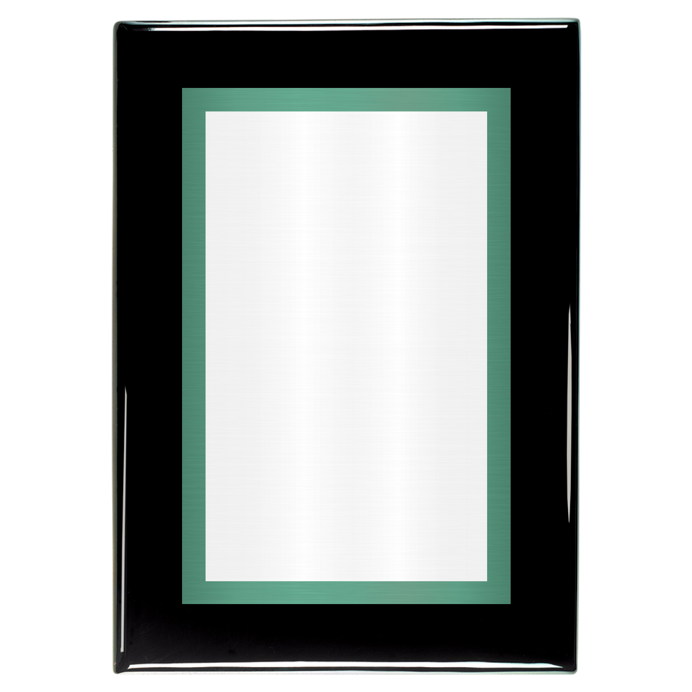 Black Piano Two-Toned Full Plate Plaque with Green Background