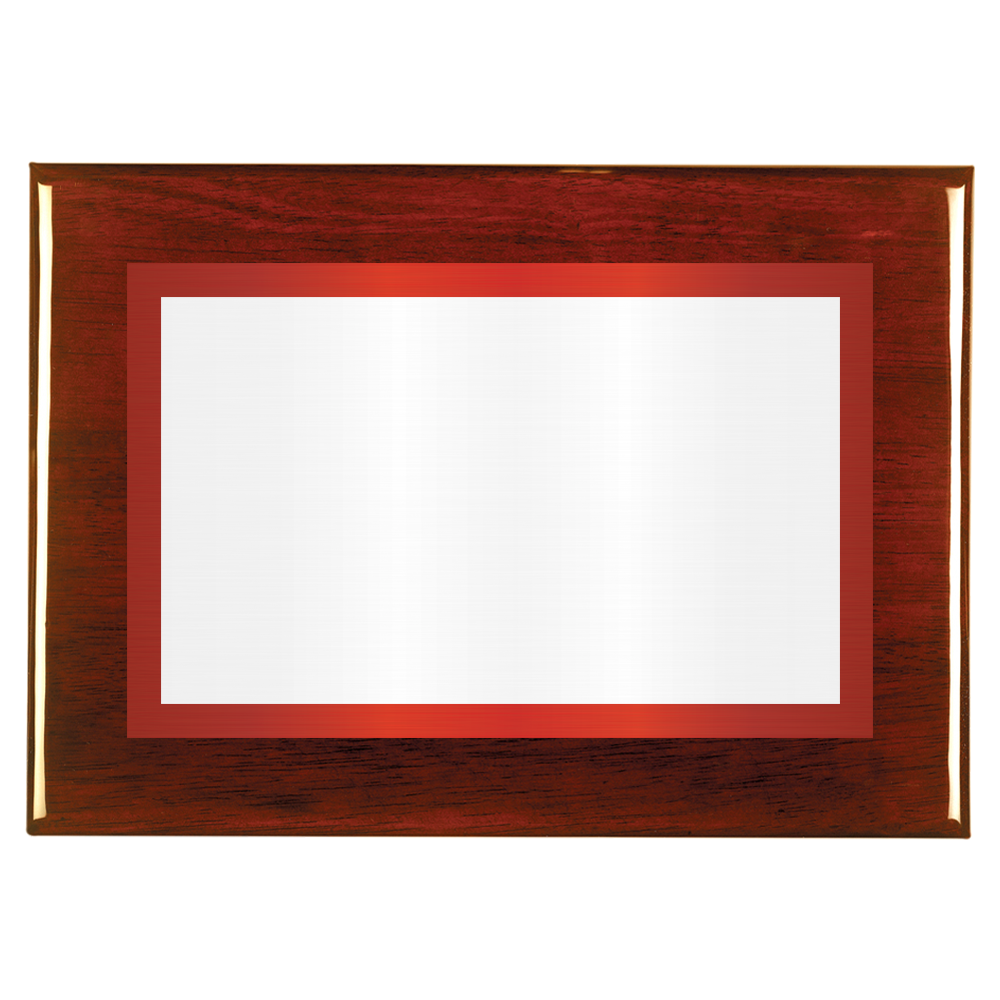 Rosewood Two-Toned Full Plate Plaque with Red Background