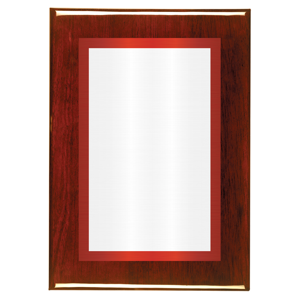 Rosewood Two-Toned Full Plate Plaque with Red Background