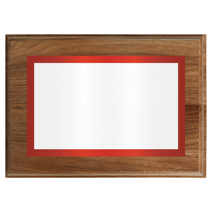 Genuine Walnut Two-Toned Full Plate Plaque with Red Background