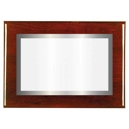 Rosewood Two-Toned Full Plate Plaque with Silver Background