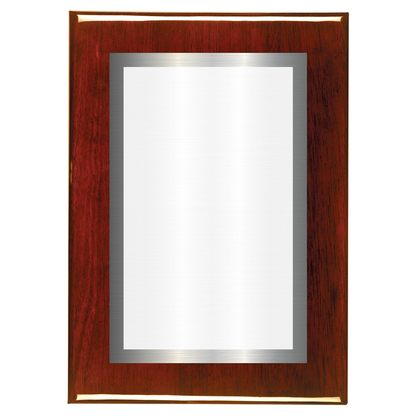 Rosewood Two-Toned Full Plate Plaque with Silver Background