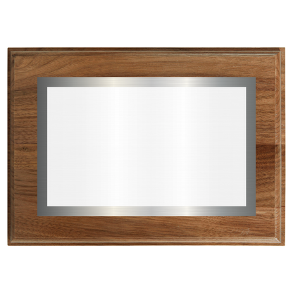 Genuine Walnut Two-Toned Full Plate Plaque with Silver Background