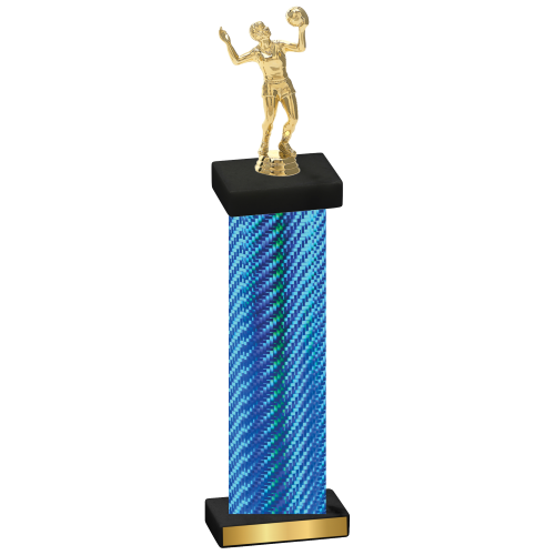 Single Blue Carbon Fiber Volleyball Trophy