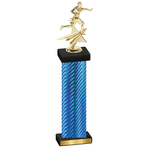 Single Blue Carbon Fiber Flag Football Trophy