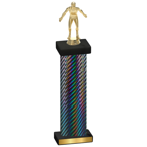 Single Black Carbon Fiber Wrestling Trophy