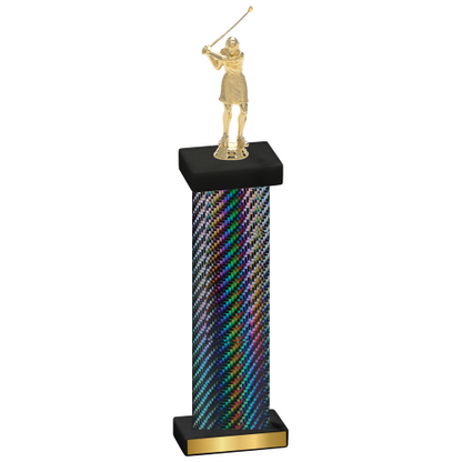 Single Black Carbon Fiber Golf Trophy