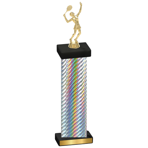 Single Silver Carbon Fiber Tennis Trophy