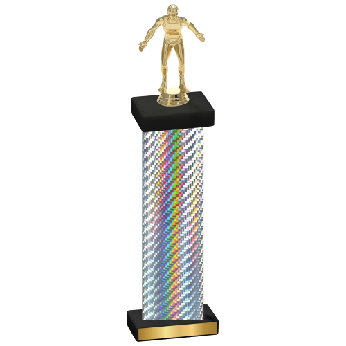 Single Silver Carbon Fiber Wrestling Trophy