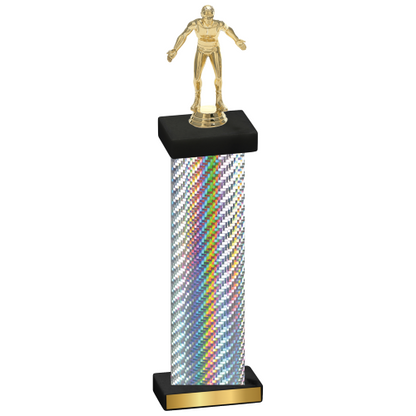 Single Silver Carbon Fiber Wrestling Trophy