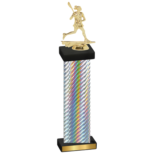 Single Silver Carbon Fiber Lacrosse Trophy