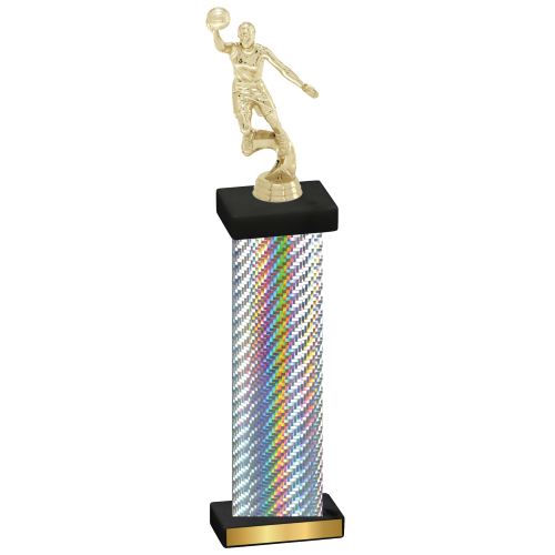 Single Silver Carbon Fiber Basketball Trophy