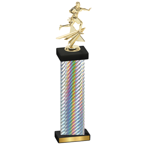 Single Silver Carbon Fiber Flag Football Trophy