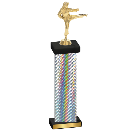 Single Silver Carbon Fiber Karate Trophy