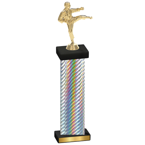 Single Silver Carbon Fiber Karate Trophy