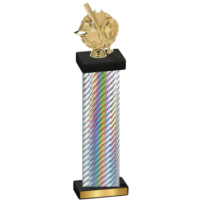 Single Silver Carbon Fiber Baseball Trophy