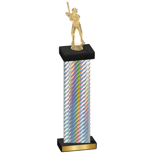 Single Silver Carbon Fiber Baseball Trophy