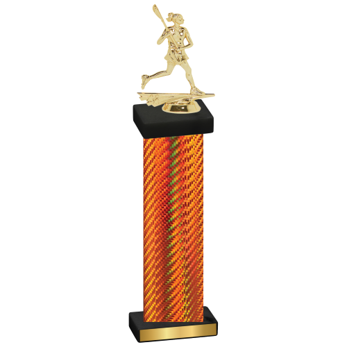 Single Orange Carbon Fiber Lacrosse Trophy