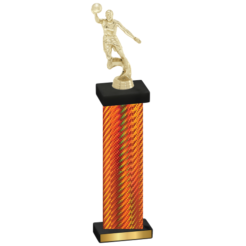 Single Orange Carbon Fiber Basketball Trophy