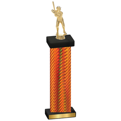 Single Orange Carbon Fiber Baseball Trophy