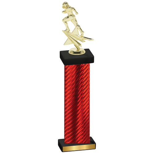 Single Red Carbon Fiber Football Trophy