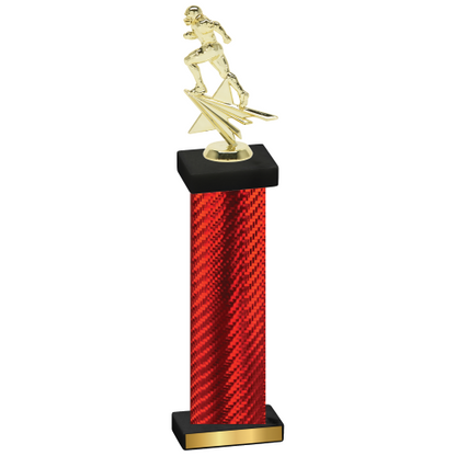 Single Red Carbon Fiber Football Trophy