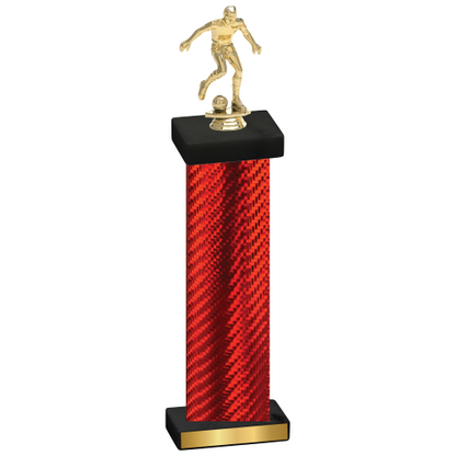 Single Red Carbon Fiber Soccer Trophy