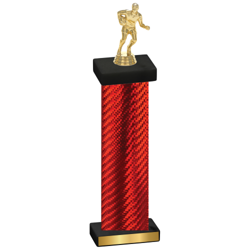 Single Red Carbon Fiber Rugby Trophy