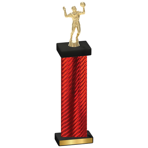 Single Red Carbon Fiber Volleyball Trophy