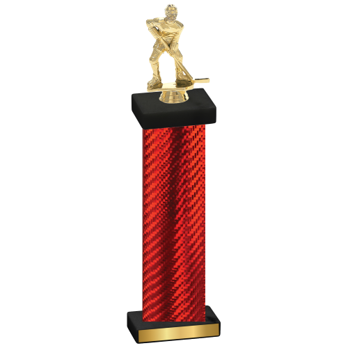 Single Red Carbon Fiber Hockey Trophy