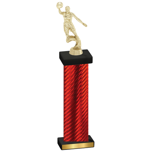 Single Red Carbon Fiber Basketball Trophy