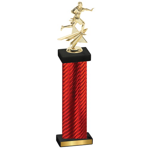 Single Red Carbon Fiber Flag Football Trophy